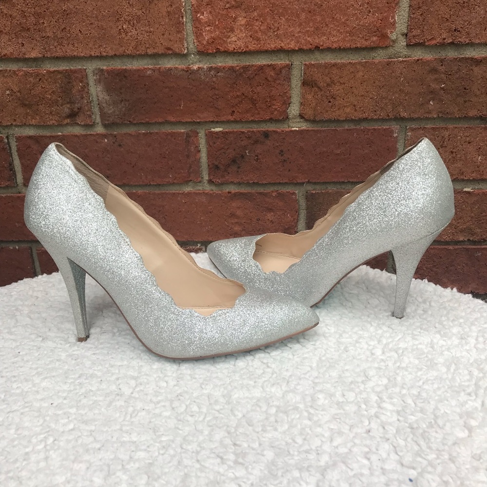 Blue by Betsy Johnson Silver Glitter Heels